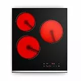 Klarstein Verosteel Glaskeramikkochfeld - 45 cm, 3-Zonen Ceranfeld mit Touch-Schieberegler, Ovale Kochzone, 5000 W, Timer & Kindersicherung, Elektro Kochfeld für moderne Küchen