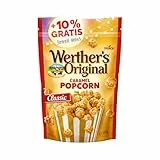 Werther's Original Caramel Popcorn Classic – 1 x 140 g + 10% Gratis (154 g) – Popcorn mit Sahne-Karamell-Überzug – Knuspriger Snack mit Karamellgeschmack