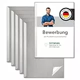 STRATAG Klemmschienen-Bewerbungsset Start Basic (Grau, 5 Stück) mit transparentem Deckel aus PP Kunststoff sowie Binderücken aus robustem 290 g/m² Karton Lederstruktur (5 Bewerbungsmappen Grau)