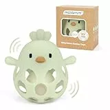 MCGMITT Silikon Beißring Greifling Baby mit Rassel – Flexibler Greifball in Hühnchenform BPA-frei Weich & Leicht zu Halten Montessori Spielzeug zur Zahnungshilfe für Babys 3-18 Monate Geschenk - Grün