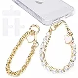 Mrltau 2 Pcs Handykette Perlen zum Umhängen mit 3 Pcs Handy Patch, Handykette Kurz, Handykette Universal, Handytasche zum Umhängen Damen, Phone Charm, Phone Charm, Phone Strap