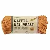 folia 9040 - Raffia Naturbast orange, 1 Bündel mit 50 g, Schnur aus natürlichem Strohgemisch, ideal zum Basteln, zur Dekoration oder für Gestecke, Sträuße und andere floristische Arbeiten