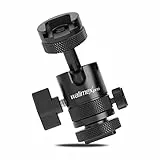 Walimex Pro Multi Mini-Kugelkopf mit Blitzschuh und 1/4 Zoll Anschluss I beidseitig schwenkbar um 180° I für Kameras, Stative, Mikrofone, LEDs I Aluminium Stativkopf Single Shoe I bis 5kg belastbar