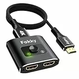 Fokky HDMI Switch HDMI Splitter, 4K@60Hz HDMI Verteiler 2 In 1 Out【mit 1M(3.3ft) HDMI 2.0 Kabel】 Aluminium Bidirektional HDMI Switcher 1 in 2 Out HDMI Umschalter für Xbox PS5 HDTV Blu-Ray