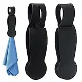 XoeLLe 2 Stück Silikon Loop Handtuchklammern Magnetische, Handtuchclips Kleine Wäscheklammern Geschirrtuchhalter, Küchen und Badezimmerzubehör für Befestigen und Aufhängen von Handtüchern (Schwarz)