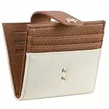 BOSTANTEN Geldbörse für Damen, Slim Wallet Frauen Small RFID-Blocking Portemonnaie PU Leder Credit Card Holder mit Münzfach,Beige mit Braun