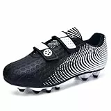 AQTDUAJ Fußballschuhe Jungen 36 Fussballschuhe Kinder Multinocken Stollenschuhe Unisex Mädchen Outdoor Ohne Schnürsenkel Trainingsschuhe rutschfest Sneaker Sommer Schwarz-Weiß