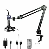 RUZIZAO Digital Mikroskop, 48MP 4K 1080P HDMI Typ-C/USB Industrielle Video Digitales Mikroskop Kamera, 150X Zoom C-Mount Objektiv Klappbarer Ständer LED-Ringlicht Lötmikroskop für Elektronik-Reparatur