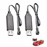 2 Stück 3,7V USB Ladekabel SM-2P Stecker, LiPo Akku Ladegerät Kabel mit LED Anzeige, USB Battery Charger für RC Auto Drohne Boot Spielzeug, 500mA Ausgang, Kompakt und Sicher für 3,7V Lithium Akkus