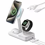 ESR 100W 6 in 1 GaN Ladestation mit CryoBoost, kompatibel mit MagSafe Ladeständer, magnetisches kabelloses Ladegerät für iPhone 17/16/15/14/13, Apple Watch, AirPods 4/3/2/Pro, und USB-C/A-Geräte, Weiß