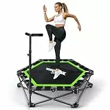 Worldgeil Trampolin Indoor Klappbar - Mini Trampolin mit Höhenverstellbarer Handgriff - Tragkraft 150 kg - Ø 86.5 cm - Jumping Trampolin Fitness für Erwachsene & Kinder - Sport Geräte für Zuhause