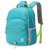 SKYSPER Rucksack Kinder 12L, Wanderrucksack ab 6-10 Jahre, Kindergartenrucksack Schulrucksack mit Brustgurt für Brotdose, Kindergarten, Schule, Ausflüge und Wanderungen,Grün