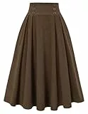 Belle Poque Damen 50er 60er Jahre Rock Basic Braun Swing Mit Taschen Vielseitig Tea Party BP0859-03 L