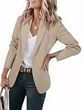 Cicy Bell Damen Casual Blazer Offene Front Langarm Arbeit Büro Jacken Blazer Khaki M