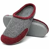 Mishansha Hausschuhe Herren Filzpantoffeln Damen Filz Hausschuhe Winter Warme Filzlaufsohle Indoor Hüttenschuhe Slipper Rot,Gr.39