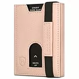 VON HEESEN Slim Wallet mit Münzfach & RFID-Schutz - Leder Geldbeutel - Mini Geldbörse für Herren und Damen - Kartenetui Echtleder Karten Portemonnaie klein - Kreditkartenetui Rose