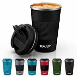 Tlater Kaffeebecher to Go, 13oz/380ml Thermobecher Kaffee to Go mit Deckel - Coffee to Go Becher - Doppelwandiger Vakuum-Edelstahl Kaffeebecher Thermo für Heiß- und Kaltgetränke, Kaffeewasser und Tee