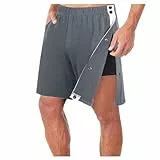 Kurze Hosen Herren Einfarbig Druckknopf Sweatshorts Mit Taschen Reha Hose Kurze Jogginghose Papas Shorts Locker Bermuda Shorts Stretch Freizeit Shorts Sport Shorts Laufshorts