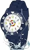 Ayybboo Kinderuhr Jungen Mädchen,Lernuhr Armbanduhr Kinder Analog mit 3ATM Wasserdicht,Weiches Band,Leicht Ablesbar 4-12 Jahre (Blau)