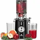 LINKChef Entsafter Slow Juicer, Entsafter Gemüse und Obst Testsieger mit 115 mm großem, Entsafter Kaltentsafter für ganze Früchte/Gemüse, Blitzreiniger, Einfacher Installation, BPA Frei, 200w Schwarz
