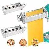 Nudelaufsatz für Kenwood Standmixer, inklusive Nudelblattwalze Spaghettischneider und Fettuccinischneider Nudelmaschine mit 8 Drehknopf zur Einstellung, für Kenwood Pasta Maker Zubehör