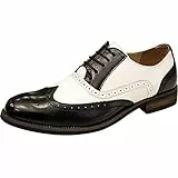 wealsex Herren Schnürhalbschuhe Freizeitschuhe für Herren Zweifarbig Mode Derby Brogues (Schwarz,39)