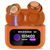 ZYHKON Bluetooth Kopfhörer, Bluetooth 5.4 Schlafkopfhörer In Ear mit Touchscreen, 48H Spielzeit Mini Kopfhörer mit HiFi Sound/5 EQ-Modi/ENC Noise Cancelling, Wireless Ohrhörer Orange