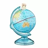 Relaxdays 10021013 Spardose Globus HxBxT: 16,5 x 14 x 14 cm, politische Weltkarte, englische Beschriftung, Weltkugel, bunt, Blau