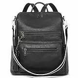 Telena Damen Rucksack Elegant Lederrucksack Freizeitrucksack Rucksack Handtasche 2 in 1 Casual schwarz