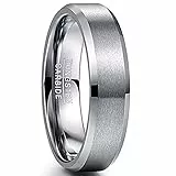 NUNCAD 6mm Ring Silber Herren Damen Wolfram Partner Ringe for Hochzeit Verlobung Jubiläum Partnerschaft Größe 62(19.7)