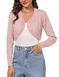Gyabnw Strickjacke für Damen Elegante locker lässig leichtes Frauen Herbst Langarm Pullover Rosa,XXL