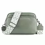 TIAASTAP Damen Umhängetasche Klein Leder Handtasche Crossbody Bag Crossbag Schultertasche Damen Tasche Moderne Taschen mit breitem Schultergurt und 3 Fächern