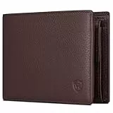 VON HEESEN Leder Geldbörse Herren mit RFID Schutz I Echtleder Geldbeutel für Männer I Münzbörse Portemonnaie Brieftasche Wallet Portmonee (Braun)