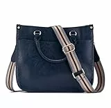 ZOUIQSS Dame Crossbody Taschen Leder Umhängetasche Frauen Hobo Handtasche mit Reißverschluss Schultertasche mit verstellbarem Riemen(handhaben-Marineblau)