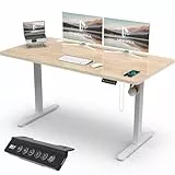 Homall Höhenverstellbarer Schreibtisch mit USB-Buchse 140x60 cm, Computer Stehschreibtisch, Ergonomischer Homeoffice-Tisch (140x60cm, Beige)