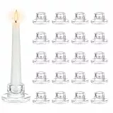 Hewory Kerzenständer Glas Kerzenhalter Stabkerze: 20er Set Klein Stabkerzenhalter Klar Kerzenständer Stabkerzen Deko Glass für Hochzeit Party Weihnachten Tischdeko