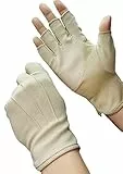 JIAHG Herren Halbfinger Handschuhe Baumwolle Fahrradhandschuhe Anti-Rutsch, Anti-UV Schutz, Atmungsaktiv Sporthandschuhe, Einheitsgröße, Beige