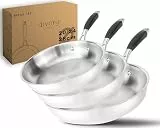 DIVORY Edelstahlpfannen Set 20, 24, 28 cm – Unbeschichtete Pfannen ohne PTFE & PFOA, Bratpfannen Edelstahl für Induktion & alle Herdarten, Pfannenset für Röstaromen – Stainless steel frying pan (PURA)