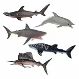 Idena 40389 - Spielfiguren Set, 5 Meerestiere aus Kunststoff, jeweils ca. 15 cm groß, Tierfiguren für Kinder ab 3 Jahren