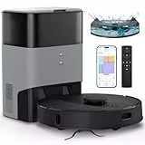 FIXR Saugroboter mit Wischfunktion und Absaugstation, 3.5L Staubsauger Roboter, Roboterstaubsauger für Teppich und Tierhaare, App und Alexa, LiDAR Navigation, 180Min Laufzeit (Helles Schwarz)