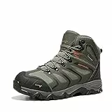 NORTIV 8 Herren-Wanderstiefel, wasserdichte Outdoor-Trekkingstiefel,Size 43W,Olive/Schwarz/Orange,160448_M-W