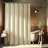 EurCross Leinen Texturiert Duschvorhang 180x200 Beige Textil, Schwerer Hotel Luxus Polyester Wasserdicht Duschvorhänge, Antischimmel Waschbar Stoff Badvorhang für Badezimmer 1.8 x 2m mit 12 Ringe