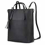 ECOSUSI Rucksack Damen Handtasche Multifunktion 3 In 2 Tote bag Tragetasche für Die Arbeit Reisen,Schwarz