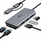 LIONWEI USB 3.0 Docking Station 2 HDMI USB C Hub Dual Monitor USB A auf Dual HDMI Adapter mit 3 USB 2.0 kompatibel mit MacBook Pro/Air/M1/M2, Dell/HP