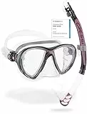CRESSI Combo Big Eyes+Alpha UD Black/Pink - Kombo Set Maske Big Eyes Evo und Schnorchel Alpha UD, zum Tauchen und Snorkeln, Schwarz/Rosa, Einheitsgröße, Erwachsene
