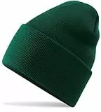 Hatstar Wintermütze | Unisex | Damen Cuffed Beanie Herren Feinstrick Mütze mit breiter Krempe | Warme Strickmütze für Frauen Männer | Dick & Weich & Warm (Bottle Green)