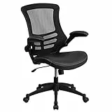 Flash Furniture Bürostuhl, ergonomisch, mit Netz-Rückenunterstützung, geformtem und höhenverstellbarem Sitz und feststellbarem Kipphebel, schwarz, 65 x 63 x 105 cm