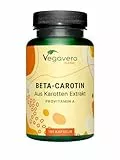 Beta Carotin Kapseln | Preis-Leistungs-Sieger 2024* | 100% natürlich aus Karotten Extrakt | Bräunungskapseln - Augen* | Deutsche Produktion Vegavero | Laborgeprüft, vegan, ohne Zusätze | 180 Stück