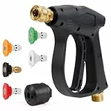 vsshe Hochdruckreiniger Pistole mit 5 Sprühdüsenspitzen, 4350 PSI Schnellverschluss Hochdruckpistole, Kurze Jet Waschpistole Schaumpistole mit M22–14 mm Armatur | Reinigungssets für Kärcher K1-K7
