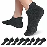 Falechay Sportsocken Herren Sneaker Socken Damen Kurz Socken 8 Paar Baumwolle Laufsocken,Dunkelgrau 43-46